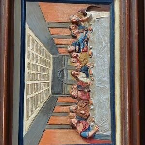 Vintage Stand alone 3D The Last Supper Framed Art
